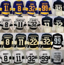 Reverse Retro Ice Hockey 11 Anze Kopitar Jerseys 8 Drew Doughty 22 Kevin Fiala 32 Jonathan Quick 99 Wayne Gretzky Blank White Black Purple''Nhl''shirt