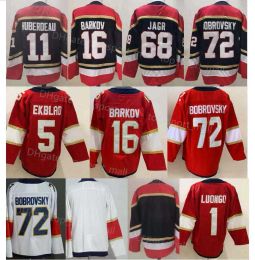 Hockey sur glace rétro inversé 11 Jonathan Huberdeau Jersey 1 Roberto Luongo 5 Aaron Ekblad 16 Aleksander Barkov 72 Sergei Bobrovsky Bleu marine Rouge 62