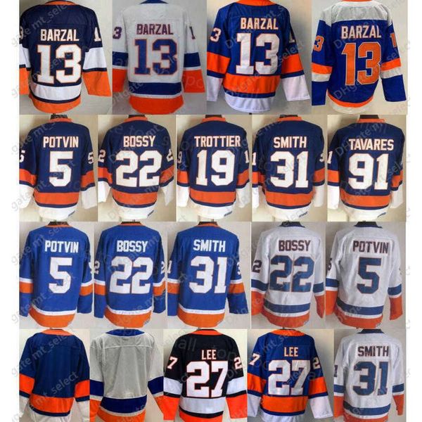 Reverse Retro New Man 13 Mathew Barzal Jersey Hockey sobre hielo''nHl'' 27 Anders Lee 22 Mike Bossy 31 Billy Smith 5 Denis Potvin 91 John Tavares Blank