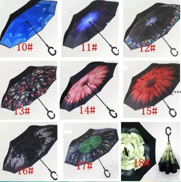 Parapluies inversés coupe-vent couche inversée parapluie inversé à l'envers support coupe-vent parapluie inversé parapluies nouveau