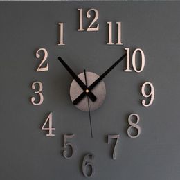 Horloge inversée arrière métallique véritable 3D stéréo bricolage horloge murale créative mode montres cloche inversion 298R