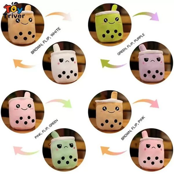 Reversible Boba Bubble Milk Tea Party Favor Taza Bebida Juguetes de peluche Favor de fiesta Muñeca de peluche Kawaii Bebé Niños Niñas Regalos Decoración de la habitación del hogar