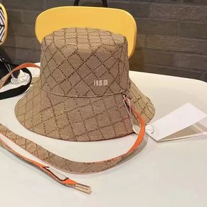 Omkeerbare emmer hoed designer caps casquette g jacquard brief borduurhoeden vrouwen brede rand oranje verstelbare touw zon strand pet