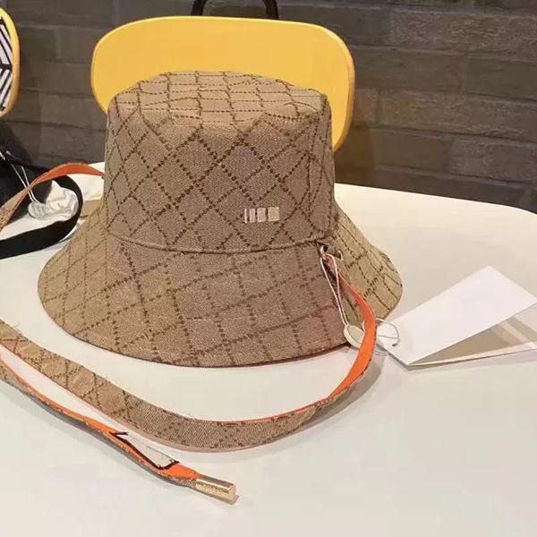 Réversible Bucket Hat Designer Caps Casquette G Jacquard Lettre Broderie Chapeaux Femmes Large Bord Chapeau Orange Réglable Corde Sun Beach Cap