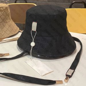 Chapeaux de seau de concepteur réversible unisexe chapeau de soleil marron métal lettre sangle mode Sunbonnet randonnée casquettes Casquette homme femme