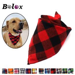 Chien réversible bandana coton lin plaid animal de compagnie trianguar bandage écharpe navires de pape