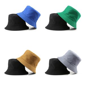 Chapeaux réversibles Chapeau de seau de couleur unie pour hommes femmes Summer Sunhat Unisexe Travel de pêche chapeau