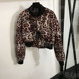 Réversible léopard femmes manteaux veste lettres recadrée femmes vestes à manches longues vêtements d'extérieur décontractés