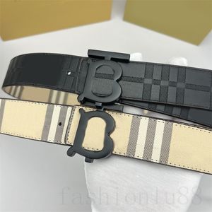 Cinturones reversibles para hombres, cinturón de cuero de diseñador, cinturones de dos caras, color negro y marrón, letras populares plateadas, rayas lisas, cinturón de lujo, accesorios para jeans PJ010 C23