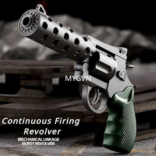 Revoer Soft Bullets Toy Shell Ejection Pistol Manual Continu Luing avec silencieux Fake Gun Outdoor CS Game Prop Cadeaux
