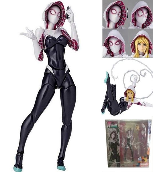 Revoltech Figura de acción Spider Gwen Anime Figura Gwen Stacy Colección Modelo Juguete Regalo T2006035490265