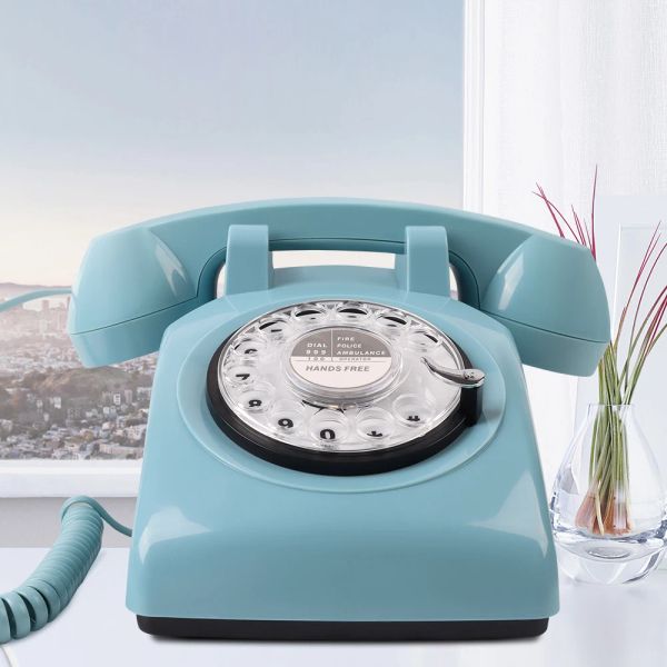 Revolve Dial Vintage Rose Jaune noir Blue Téléphone Téléphone Plastique Home Office rétro Fiche rétro Téléphone fixe Europe Style