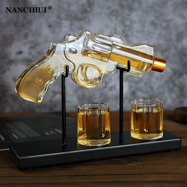 Revolver Verre Decanter Whisky Set Dispensateur Dispensateur Barau à boire Pistolet Bouteille en forme de pistole