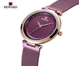 REWARD Relojes de moda para mujer Reloj ultrafino con diamantes de lujo Relojes para mujer Reloj de oro rosa resistente al agua para mujer Zegarek Damski1547072