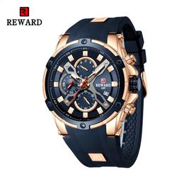 Récompense montres à Quartz pour hommes marque de luxe grand cadran montre étanche Sport montre-bracelet bracelet en Silicone chronographe horloge 240227
