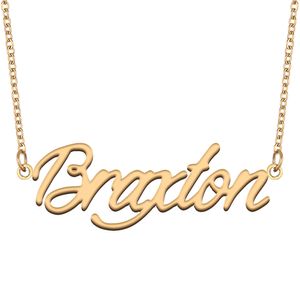 Braxton naam ketting aangepaste naamplaatje hanger voor vrouwen meisjes verjaardagscadeau kinderen beste vrienden sieraden 18k verguld roestvrij staal