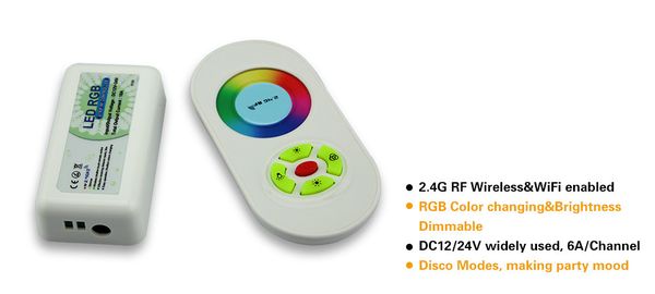 Controlador inalámbrico RF 2,4G con envío gratis, controlador 12v-24v 18A para tira de luces LED SMD 5050 3528 RGB, distancia de control 30m