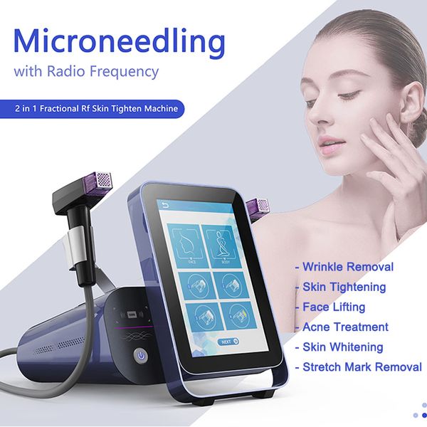 Équipement RF 2 en 1 Machine fractionnaire micro radiofréquence Miconeedling avec 4 sondes Acné Scar Wrinkle Remover Microoneedle RF Gold Miconeedling Facial Lift