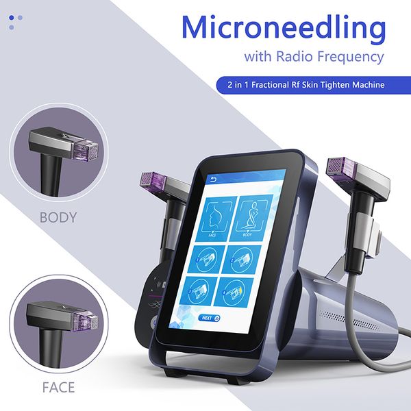Équipement RF Micro Needle Wrinkle Remover Skin Louting Machine Machine Face Resserrer le micro-rythme Retrait de la cicatrice Salon Équipement d'utilisation à la maison avec 4 têtes modifiables