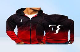 RF Roger Federer Print Sweatshirt Dawidies Hoodies Men Spring Automne Fleece Zipper Veste Hoodie Hoodie HARAJUKU Vêtements masculins Y19114448429