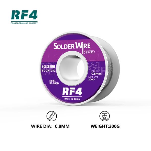 RF4 200g Fil de soudure de haute pureté 63/37 Souderie de réparation électronique en étain 0,4 / 0,6 / 0,8 / 1 mm Boîte de rangement ROSIN CORE DIY TOOD