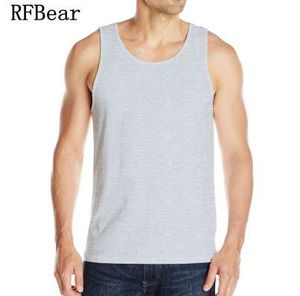 RFBear – débardeur col rond 95% coton pour homme, haut d'été sans manches, décontracté, imprimé, couleur unie, haute élasticité