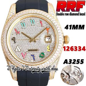 RFF Laatste JH126334 Top A3255 Automatische Mens Horloge TW126331 EW126233 Diamond Inlay Rainbow Arabisch Dial Steel Iced Out Diamonds Gold Case Eternity Sieraden Horloges