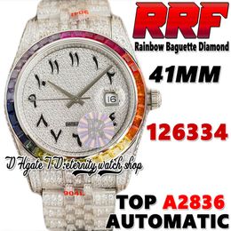 RFF Derniers produits tw126334 A2836 Montre automatique pour homme yu228396 jh126330 Lunette diamants arc-en-ciel Cadran arabe Acier 904L Iced Out Diamond Bracelet éternité Montres