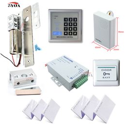 Sistema de Control de acceso RFID, Kit DIY, juego de abridor de puerta de vidrio + cerrojo electrónico, cerradura de puerta, tarjeta de identificación, botón de fuente de alimentación, timbre