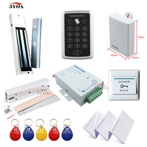 RFID Access Control System Kit Frame Glass Door Set+Eletric Magnetic Lock+ID Card Keytab+Power Supplier+Exit Button+DoorBell