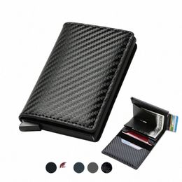 RFID Aluminium Men Portefeuille Carte Purse Pourse Carb Fibre Men Busin mince Smart Wallet Credit Holder Holder Remarque E1P8 # #