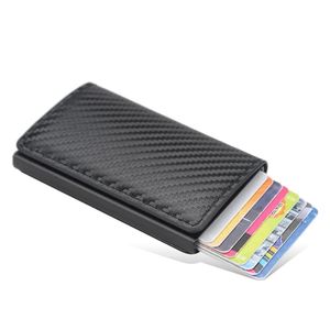 RFID Anti-deft Smart Wallet Money Clips Dunne ID-kaarthouder unisex automatisch Solid Metal Bank Credit Cards Holder Business Mini