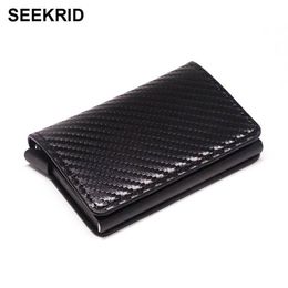 RFID blokkerende koolstofvezel Slimwallet aluminium creditcardhouder metaalbedrijfs -ID kaarthouder Slim Card Case mini -portemonnee voor Men265Q