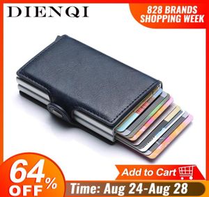 RFID Blocking Protection Men ID Creditcardhouder Wallet Leather Metal Aluminium Business Bank Card Case CreditCard Cardholder LJ21136946