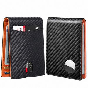 RFID Carb Fiber Airtag Men Wallets creditcardhouder portemonnee portemonnee minimalistische portemonnee voor mannen slanke zwarte portemonnee voor luchttag m1fp#