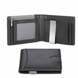 RFID Carb Fiber Credit Card Holder Small Smart Wallet Credit Cards For Man Metal Cardholder Case Women Minimalistische portemonnee Walet G4XE#