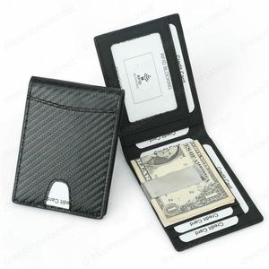 RFID koolstofvezelpatroon slank geldclip voor mannen lederen mini -portemonnee met geldclips kleine portemonnee portemonnee277d