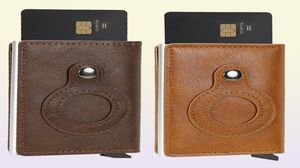 RFID Card Holder Men Portefeuilles Sac argent mâle Black Brown Purse 2022 Small Leather Slim Wallet Mini portefeuille pour Air Tag9491785