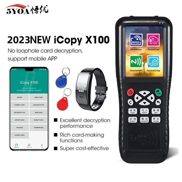 Copiadora RFID Cloner programador de llaves Lector de tarjetas Escritor Detector duplicador con función de decodificación completa Smart NFC IC ID iCopy 240123