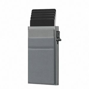 Solder de carte de crédit RFID Magic Smart Wallet Men Id Bank Card Holder Metal Mild Slim Pop Up Aluminium Purse de portefeuille minimaliste x8AG #