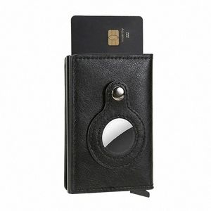 Portefeuille de support de carte de crédit RFID pour Airtag Men Bank Holder Bank Holder RFID Slim Airtag Purse Smart Air Tag Wallet W6ZE #