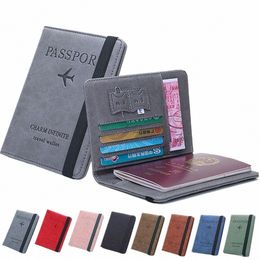 Sac de passeport en cuir RFID Paquet de documents multipuncti Travel Portable Ultra-Thin Passport Holder Card Portefeuille L2N1 #