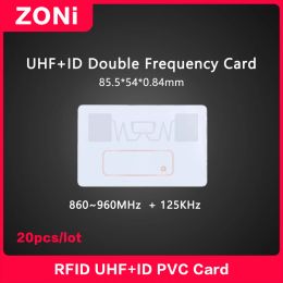 RFID UHF+ID Etiqueta de doble frecuencia 18000-6C 860-960MHz+125kHz T5577 Tarjeta PVC Etiqueta electrónica H3 Alien de largo alcance de largo alcance 20pcs