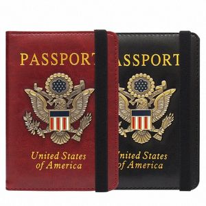 RFID USA America Passeport Couvre Holder Femmes Men Busin Pu Leather ID Card Bank Storage Portefeuille Purse Pourse ACTIONS VOYAGE ACTORES F2ZJ #