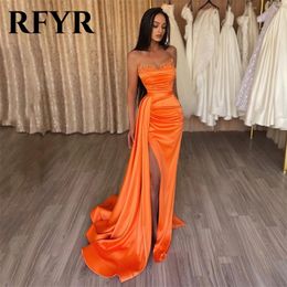 Rfyr sirène orange robes de soirée pour femmes tacher une charmante robe de bal de fête avec vestidos de perle de noche 240401