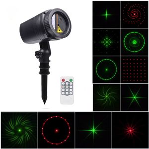 RG bewegende laser kerstlichtprojector 12 patronen C-licht waterdichte laserprojector gazonlampen vakantiefeest buiten decoratief tuinlicht met RF-afstandsbediening