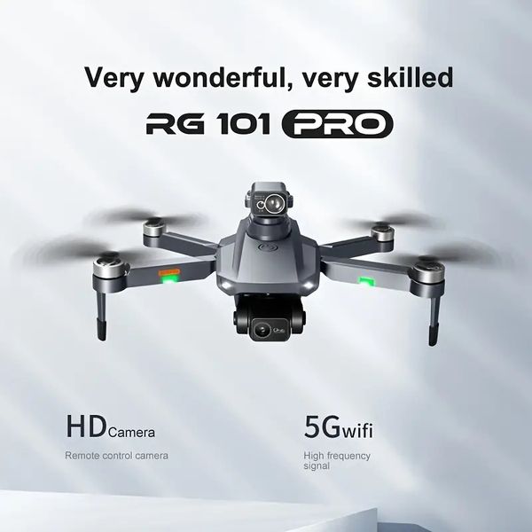 Cardan stabilisé à deux axes RG101PRO avec 2 batteries, drone aérien professionnel avec double caméra 1080P, positionnement GPS, retour automatique, positionnement du flux optique.