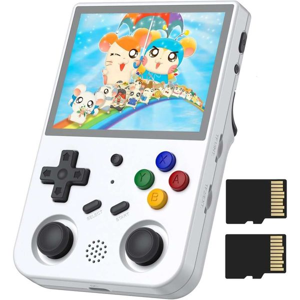 Console de jeu Handheld RG353V avec Dual OS Android 11 et Linux System, 5G WiFi, Bluetooth, Streaming au clair de lune, sortie HDMI, carte SD 64 Go intégrée, 4452 Jeux - blanc