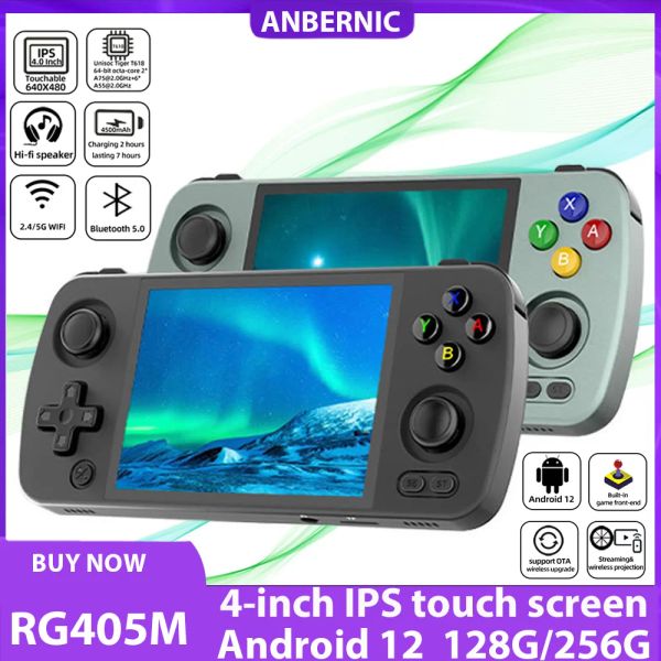 Console de jeu portable en métal RG405M, système Android 12, Unisoc Tiger T618, écran tactile IPS de 4 pouces