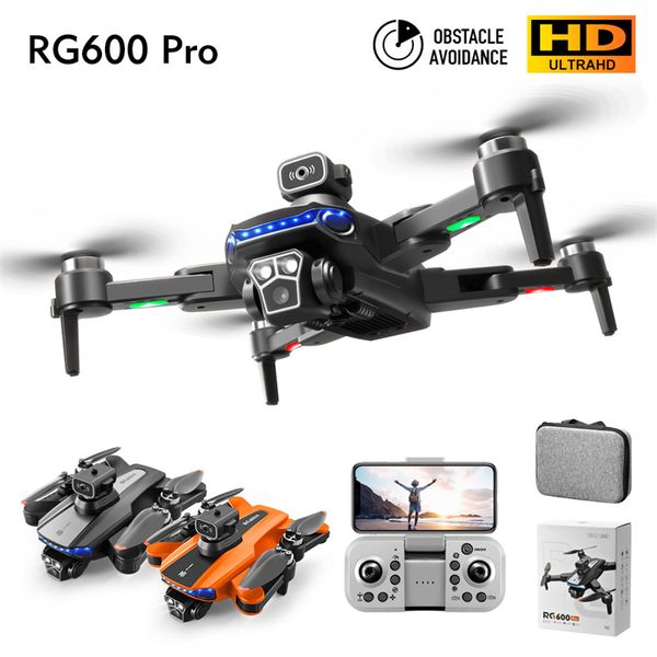 Drone RG600Pro 4K HD aérien RC avion double caméra quadrirotor pliable dépliant trois côtés évitement d'obstacles adapté aux adultes cadeau heureux pour les enfants trois piles A1